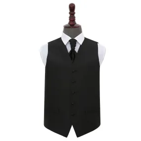 Black Solid Check Wedding Waistcoat and Cravat Set